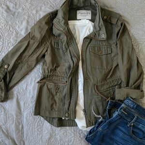 Army green utility jacket